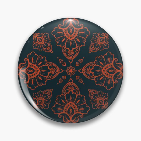 Item preview, Burnt Orange and Navy Blue Indian Motif Mandala Pattern designed and sold by ThillanabySri.