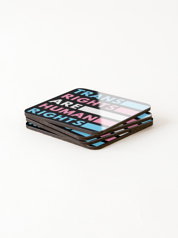 Thumbnail 4 of 5, Coasters (Set of 4), Trans Rights Are Human Rights designed and sold by InclusivePrints.