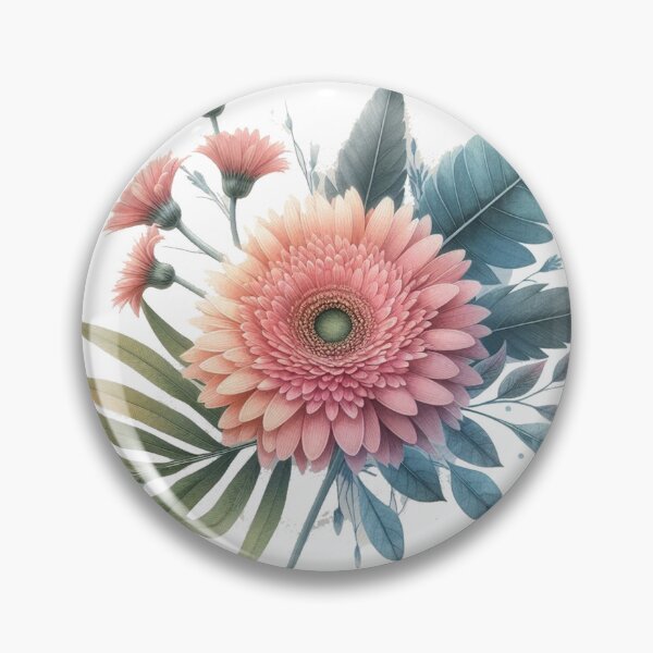 Item preview, Gerbera Pink on Green Blue Leaves designed and sold by Nanthanon.