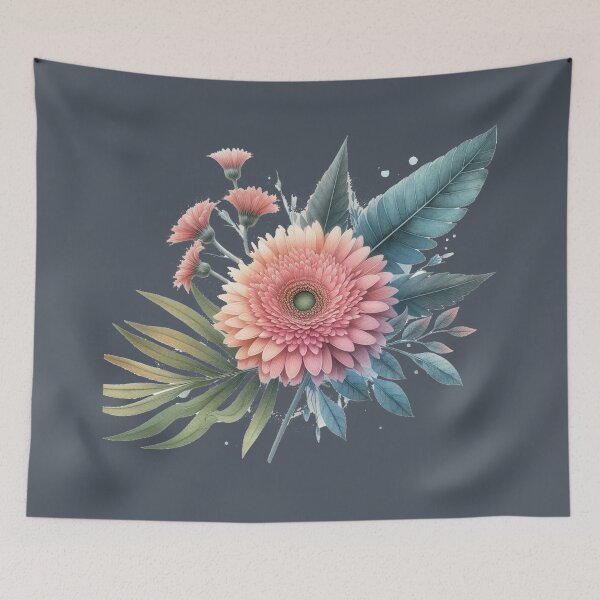 Item preview, Gerbera Pink on Green Blue Leaves designed and sold by Nanthanon.