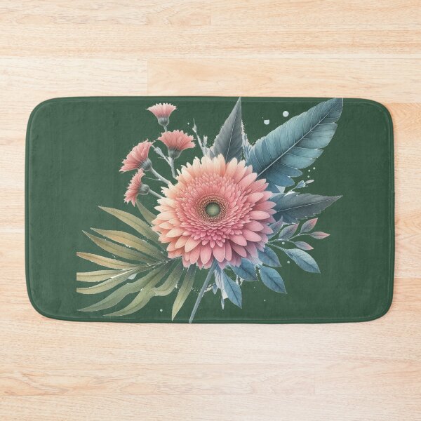 Item preview, Gerbera Pink on Green Blue Leaves designed and sold by Nanthanon.