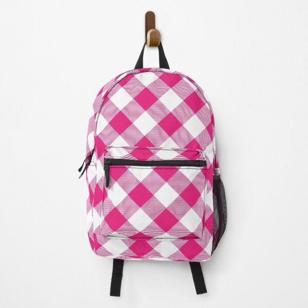 Item preview, Tartan, Large hot pink and white diagonal with horizontal stripes designed and sold by Alex Blud.