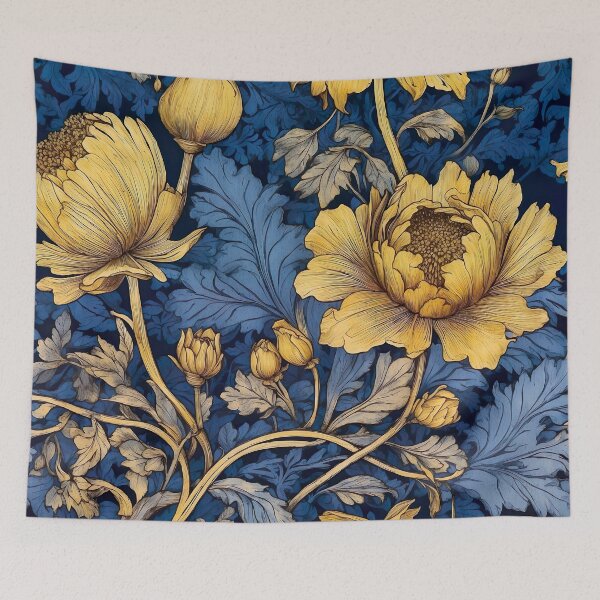 Item preview, Timeless Elegance Recreate William Morris' Floral Majesty with Blue & Gold Accents designed and sold by Tamas Das.