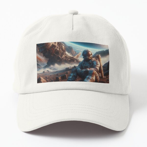Astronaut beside his wrecked Spacecraft Dad Hat