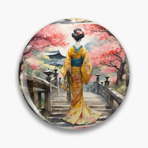 Item preview,  Beautiful abstract geisha, kimono , in sunrise with flowers designed and sold by Coolparrotgirl.
