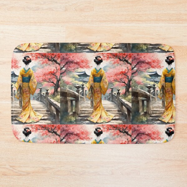 Item preview,  Beautiful abstract geisha, kimono , in sunrise with flowers designed and sold by Coolparrotgirl.