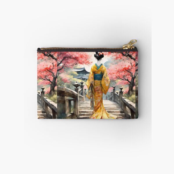 Item preview,  Beautiful abstract geisha, kimono , in sunrise with flowers designed and sold by Coolparrotgirl.