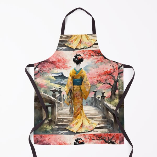 Item preview, Beautiful abstract geisha, kimono , in sunrise with flowers designed and sold by Coolparrotgirl.