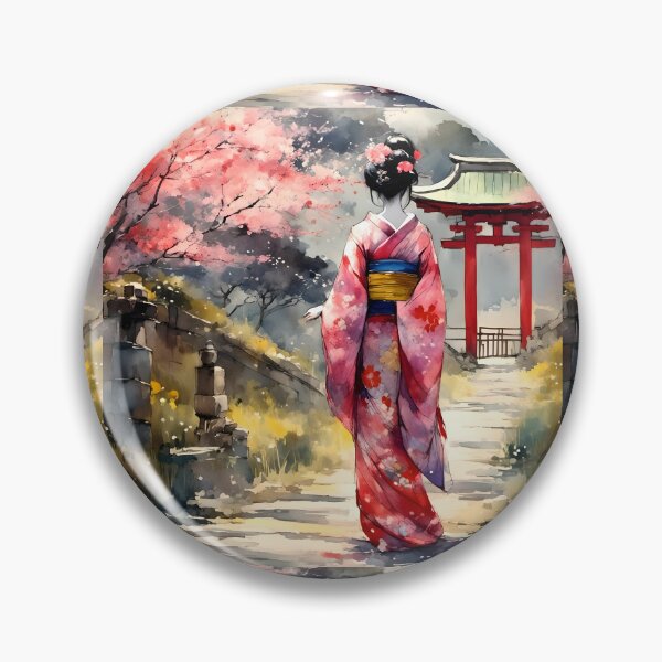Item preview,  Beautiful abstract geisha, kimono , in sunrise with flowers designed and sold by Coolparrotgirl.