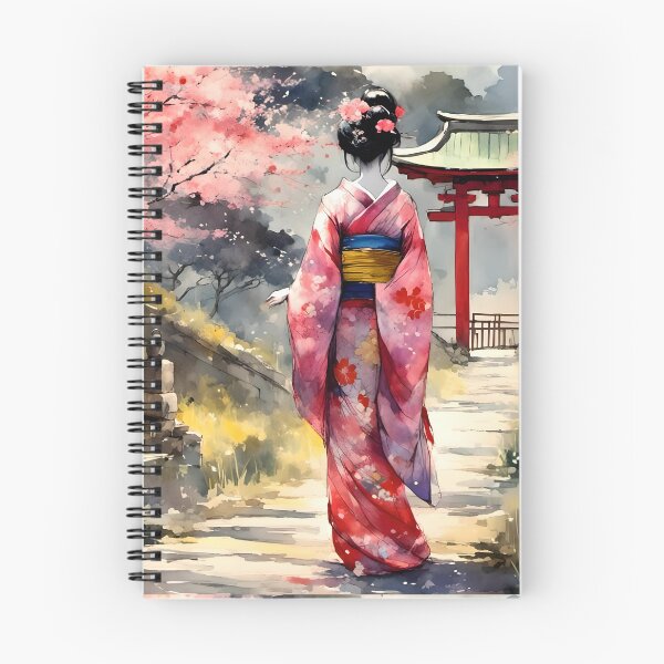 Item preview,  Beautiful abstract geisha, kimono , in sunrise with flowers designed and sold by Coolparrotgirl.