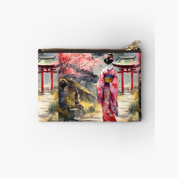 Item preview,  Beautiful abstract geisha, kimono , in sunrise with flowers designed and sold by Coolparrotgirl.