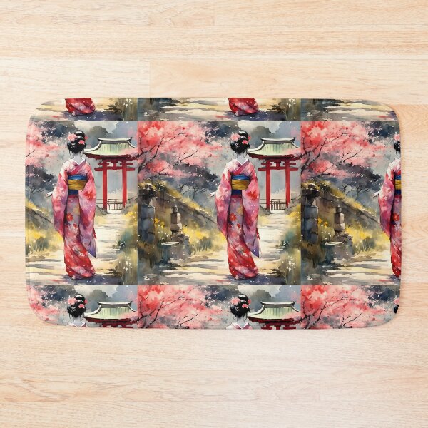 Item preview,  Beautiful abstract geisha, kimono , in sunrise with flowers designed and sold by Coolparrotgirl.
