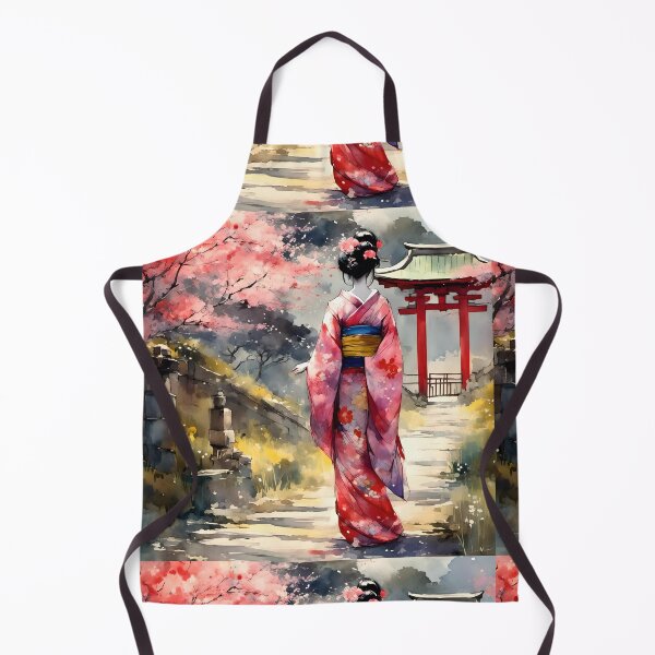 Item preview, Beautiful abstract geisha, kimono , in sunrise with flowers designed and sold by Coolparrotgirl.