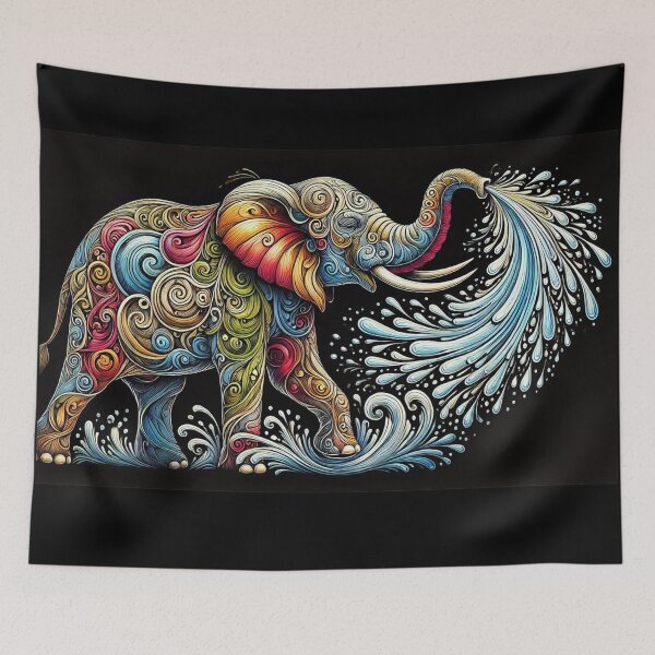 Item preview, Elephant spraying water designed and sold by FusiTink.