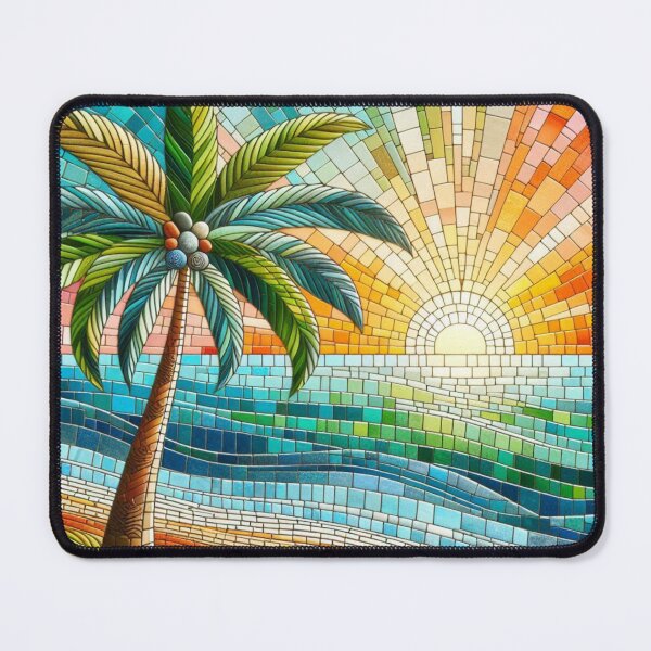 Item preview, Mosaic Colorful Palm Tree Ocean Sunset Beach designed and sold by SeaStarAlex.