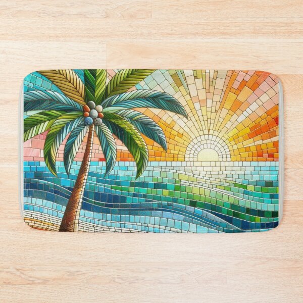 Item preview, Mosaic Colorful Palm Tree Ocean Sunset Beach  designed and sold by SeaStarAlex.