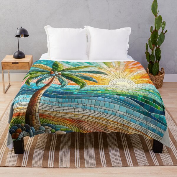 Item preview, Mosaic Colorful Palm Tree Ocean Sunset Beach designed and sold by SeaStarAlex.