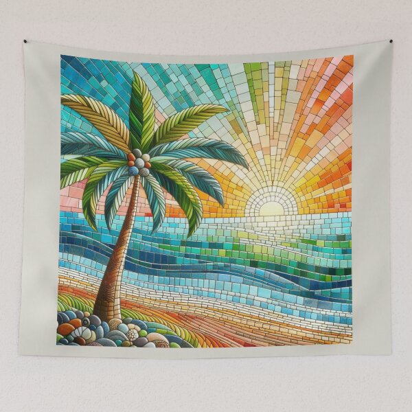 Item preview, Mosaic Colorful Palm Tree Ocean Sunset Beach  designed and sold by SeaStarAlex.