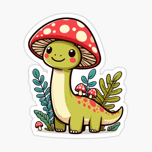 Artikel-Vorschau von Kawaii einfacher Pilzhut Dinosaurier Brontosaurus 2, designt und verkauft von TomFrontierArt.