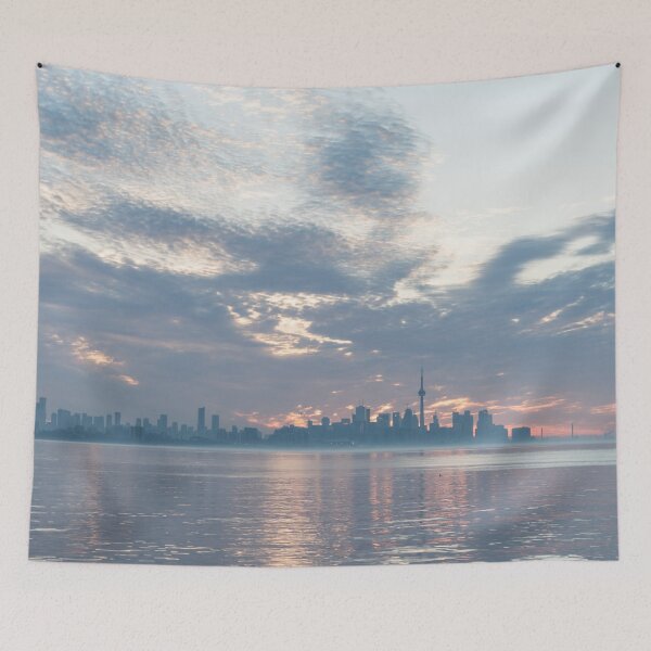 Item preview, Toronto Skyline in Silvery Gray and Pale Orange designed and sold by Georgia Mizuleva.