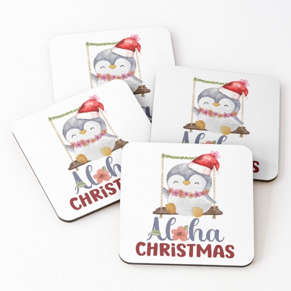 Item preview, Aloha Christmas - Cute Watercolor Christmas Penguin on a Swing designed and sold by NancyDzines.