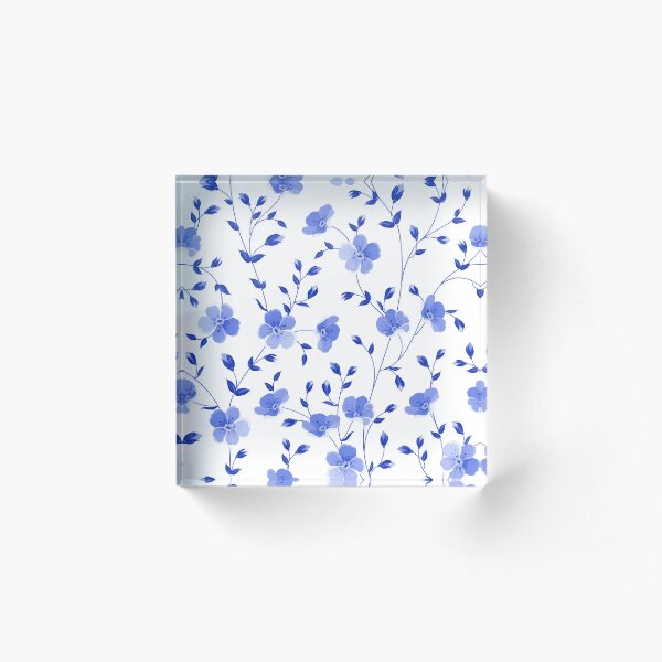 Item preview, Blue Floral Pattern on White Background designed and sold by UrbanCult-Store.