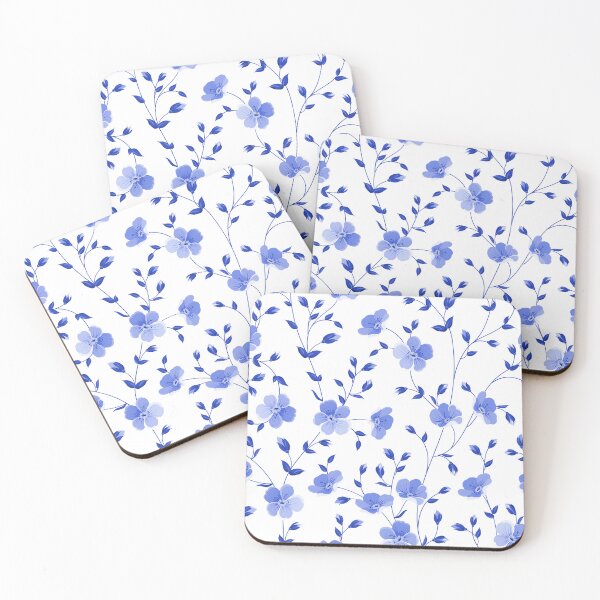 Item preview, Blue Floral Pattern on White Background designed and sold by UrbanCult-Store.