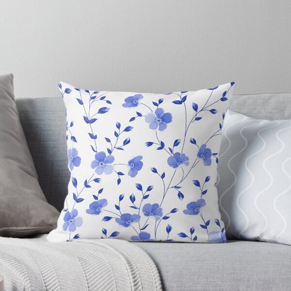 Item preview, Blue Floral Pattern on White Background designed and sold by UrbanCult-Store.