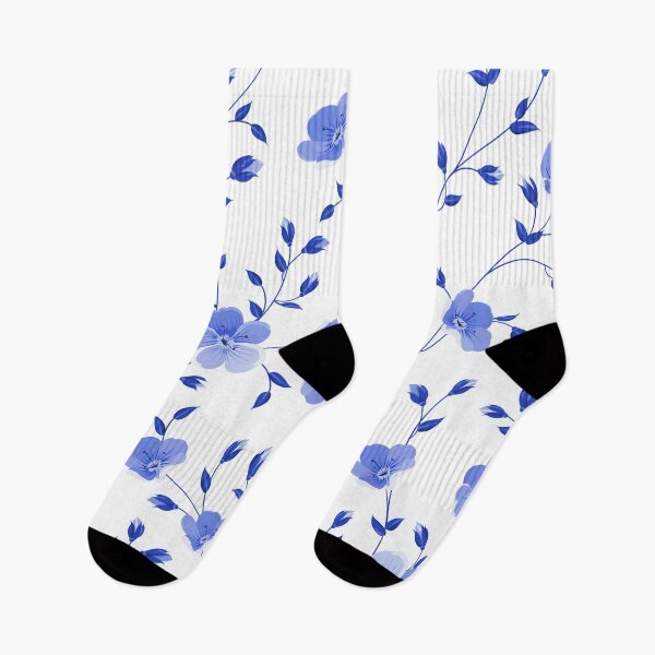 Item preview, Blue Floral Pattern on White Background designed and sold by UrbanCult-Store.