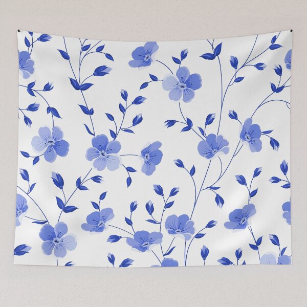 Item preview, Blue Floral Pattern on White Background designed and sold by UrbanCult-Store.