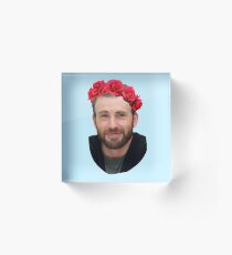 Chris Evans Flower Crown Acrylic Block