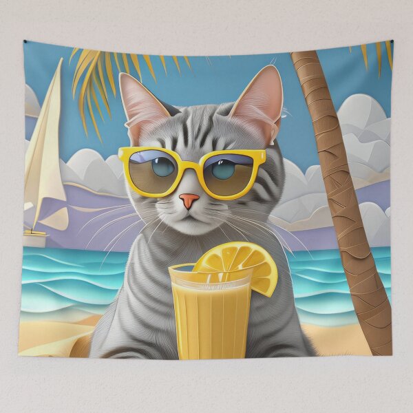 Item preview, Paper Happy  Cat on the beach  designed and sold by m-litomirskaya.