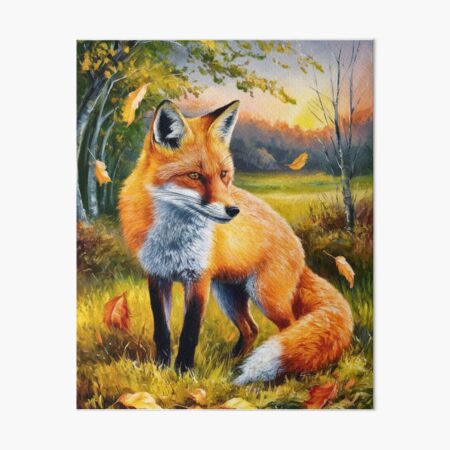 Item preview, Fox Portrait. Autumn season, fall fox, vintage fox, fox painting, Pierre-Auguste Renoir style designed and sold by FoxVibes.