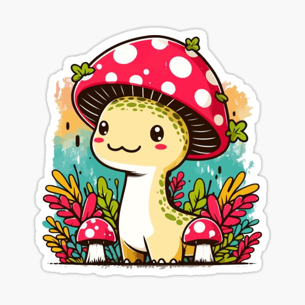 Artikel-Vorschau von Kawaii einfacher Pilzhut Dinosaurier Brontosaurus 3, designt und verkauft von TomFrontierArt.