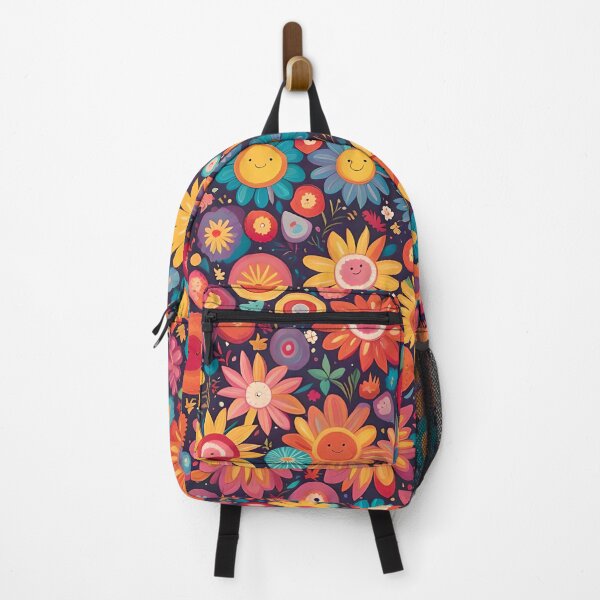 Item preview, Brightly Colored Flower Pattern With Happy Smiley Faces designed and sold by Warriorgal.
