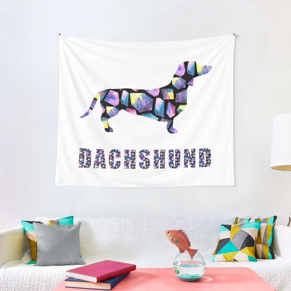 Dachshund Space Crystals Tapestry