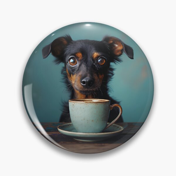 Artikelvorschau, Zwergpinscher beim Kaffeetrinken entworfen und verkauft von NikoDeeko.