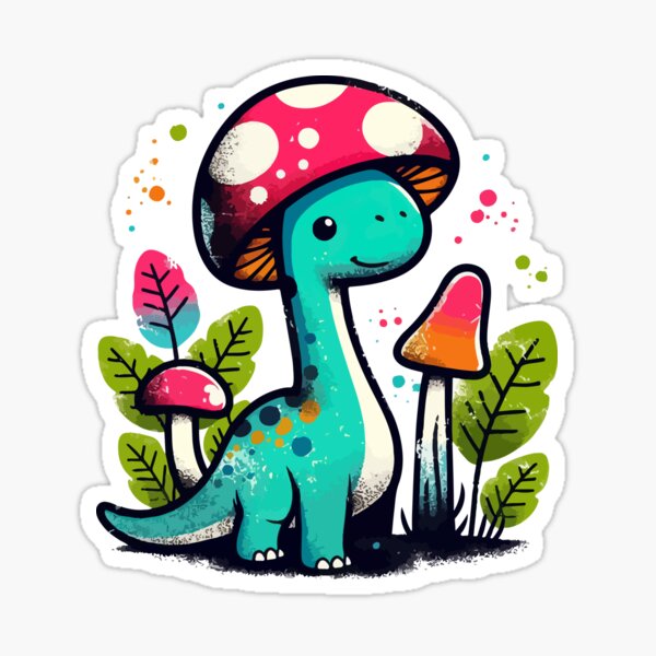 Item preview, Kawaii simple Mushroom Hat Dinosaur Brontosaurus 6 designed and sold by TomFrontierArt.
