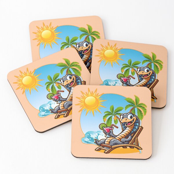 Item preview, funny cute cobra drinking a cocktail on the beach,radiate positivity, Stylized designed and sold by orthodox-icon.