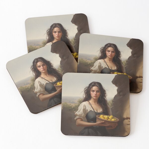 Item preview, Painting of a mediterranean peasant girl picking lemons designed and sold by Tirsot.