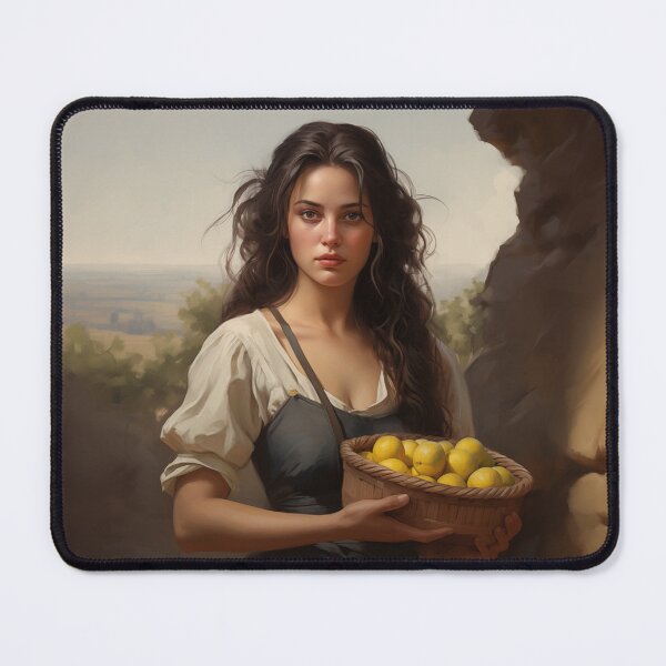 Item preview, Painting of a mediterranean peasant girl picking lemons designed and sold by Tirsot.