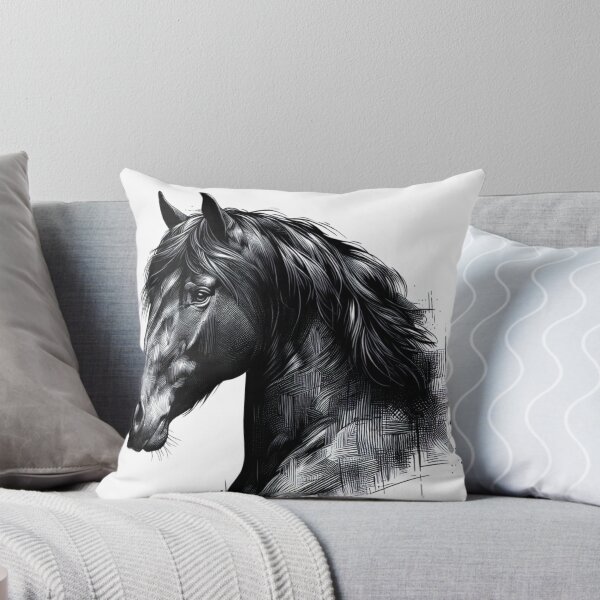 Item preview, drawing of a black horse designed and sold by Kinia1982.