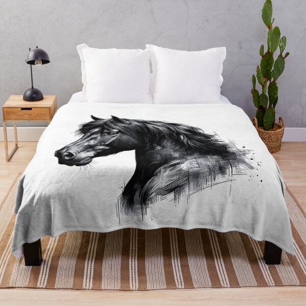 Item preview, drawing of a black horse designed and sold by Kinia1982.