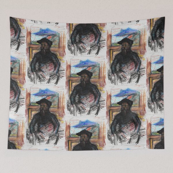 Item preview, Cat art inspired by Self Portrait in his Atelier by Cloude Monet designed and sold by DipakSonarArt.