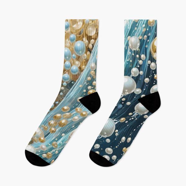Item preview, Blue Waterfall with Golden Pearls Abstract Art designed and sold by Slick-Waffles.