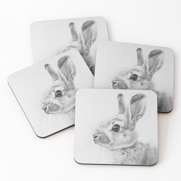 Item preview, Black and white Rabbit pencil drawing designed and sold by Pencil-Art.