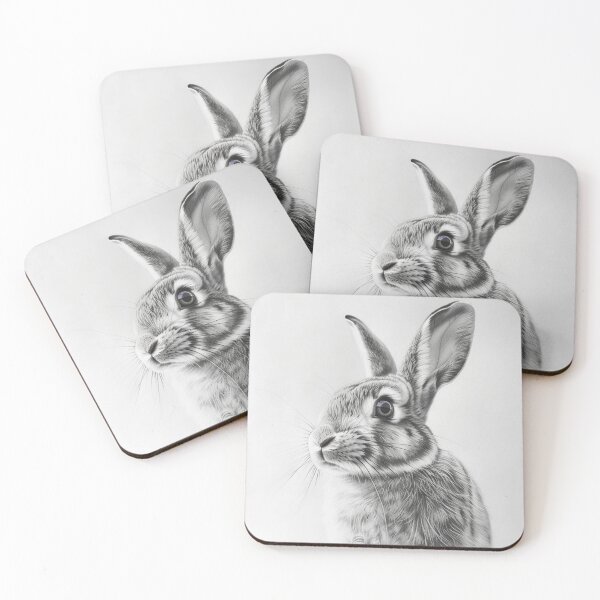 Item preview, Black and white Rabbit pencil drawing designed and sold by Pencil-Art.