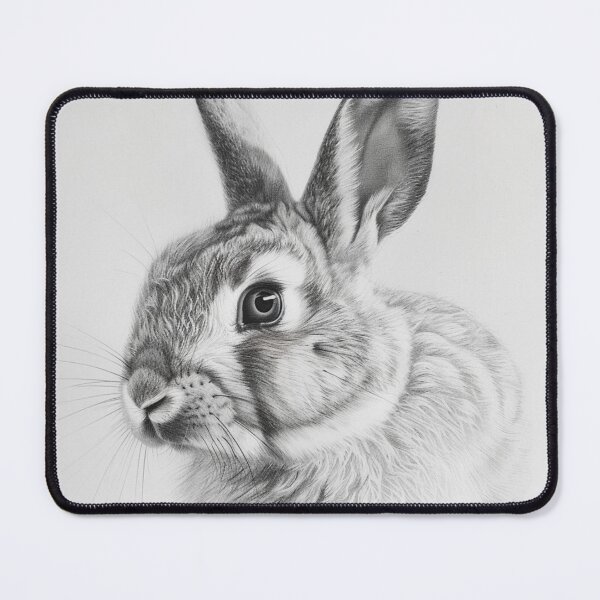 Item preview, Black and white Rabbit pencil drawing designed and sold by Pencil-Art.