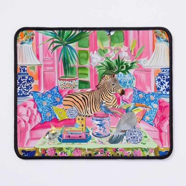 Item preview, Grandmillennial art, Zebra in orange chinoiserie interior designed and sold by SophieClimaArt.