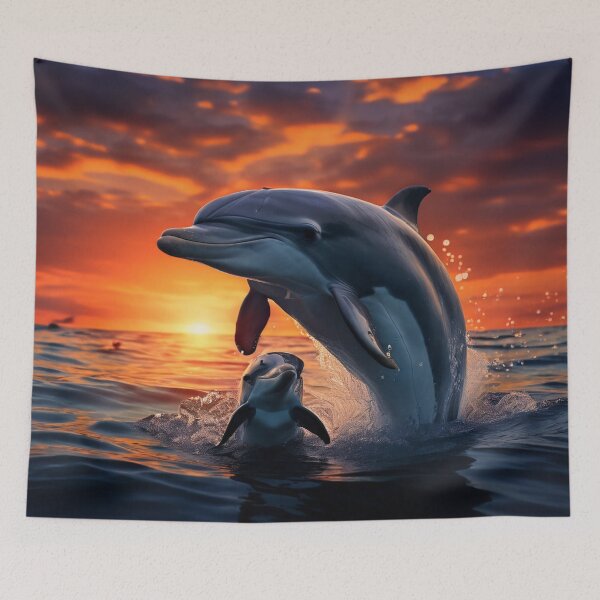 Item preview, A mother dolphin swimming with her calf designed and sold by Collection de trésors .